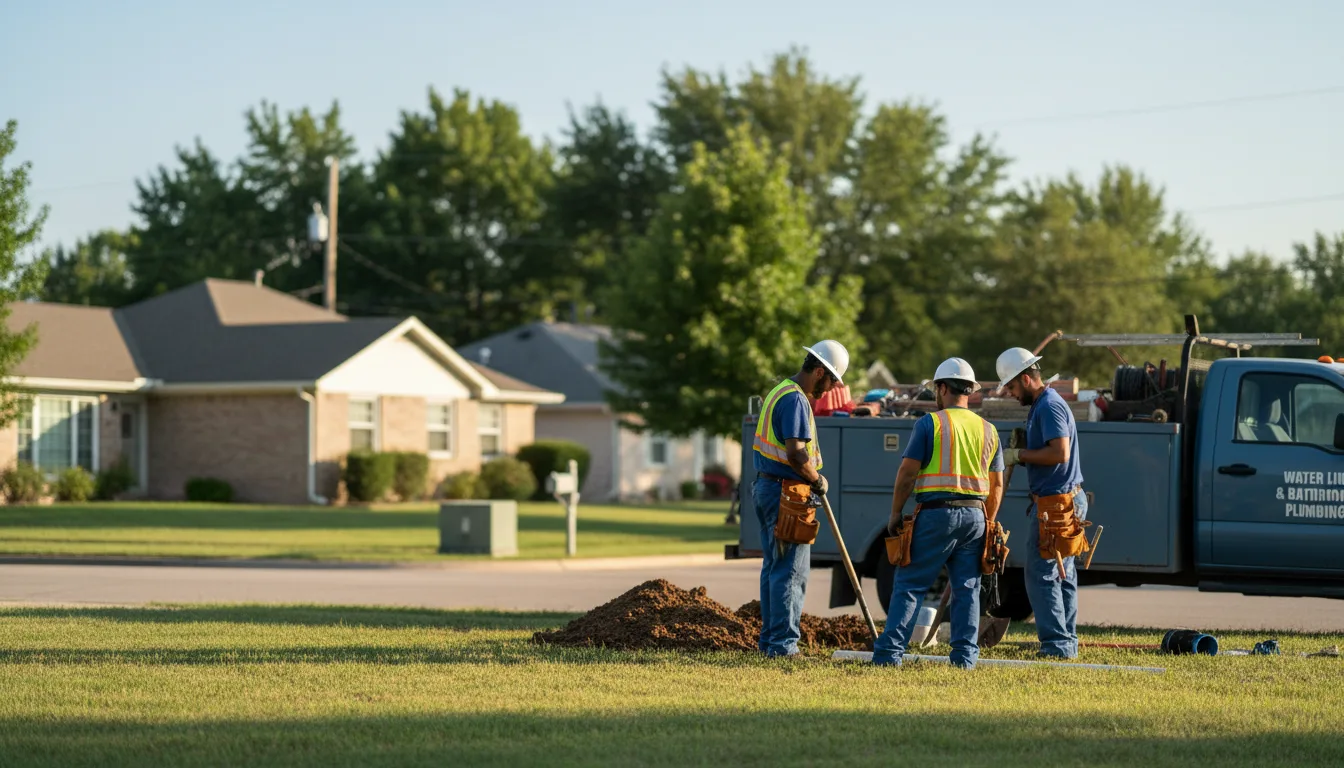 Residential water line and bathroom plumbing service in Hastings, OK